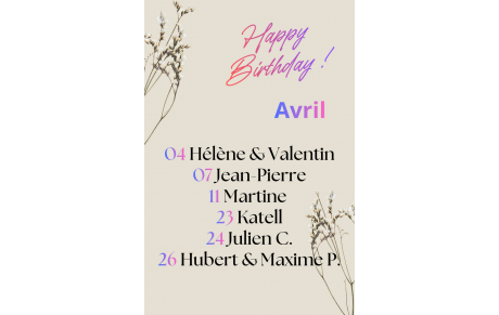Anniversaires d'AVRIL (je suis en avance)