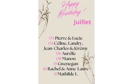 Anniversaires de juillet